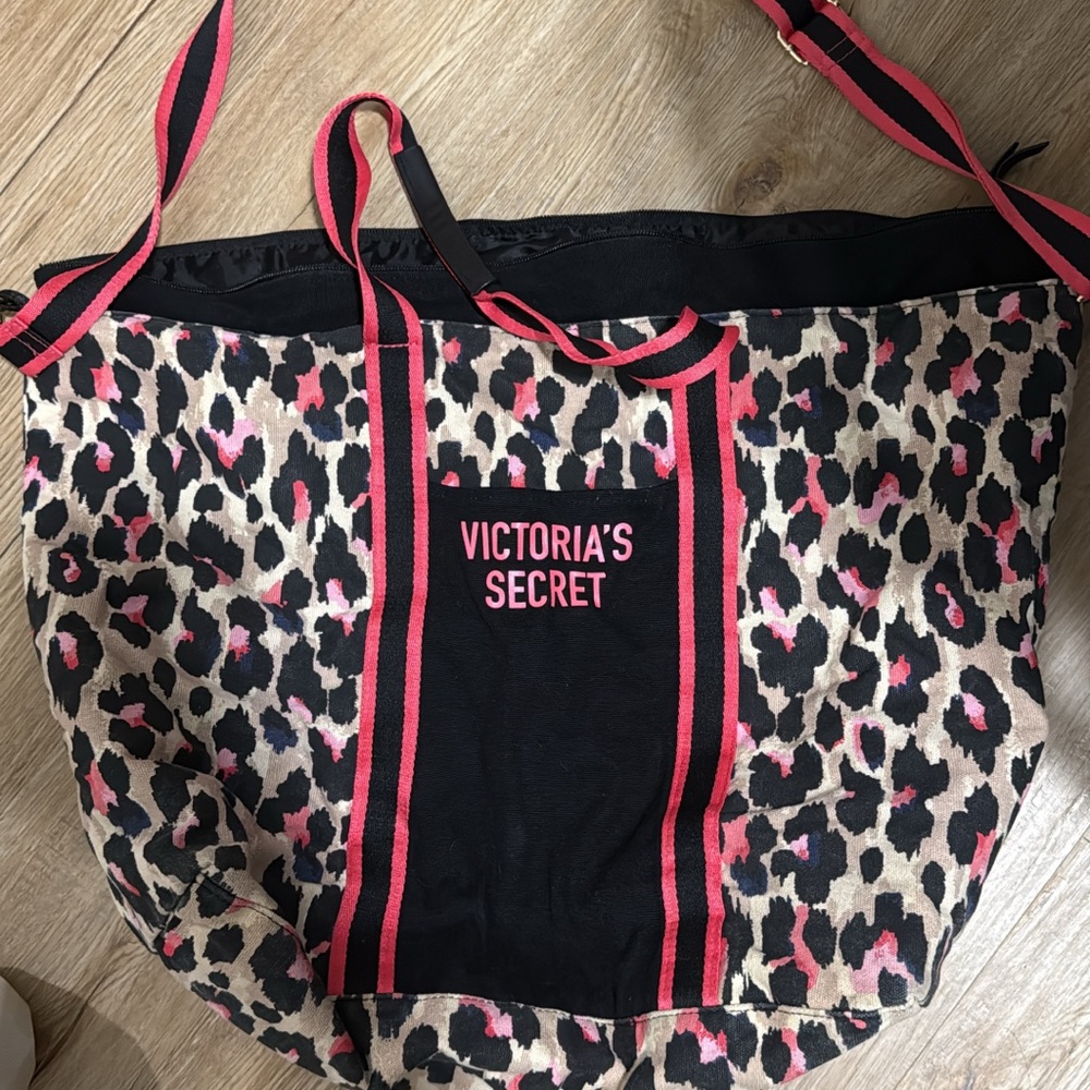 Victoria's Secret Leopard Tote travel bag - Black & Pink